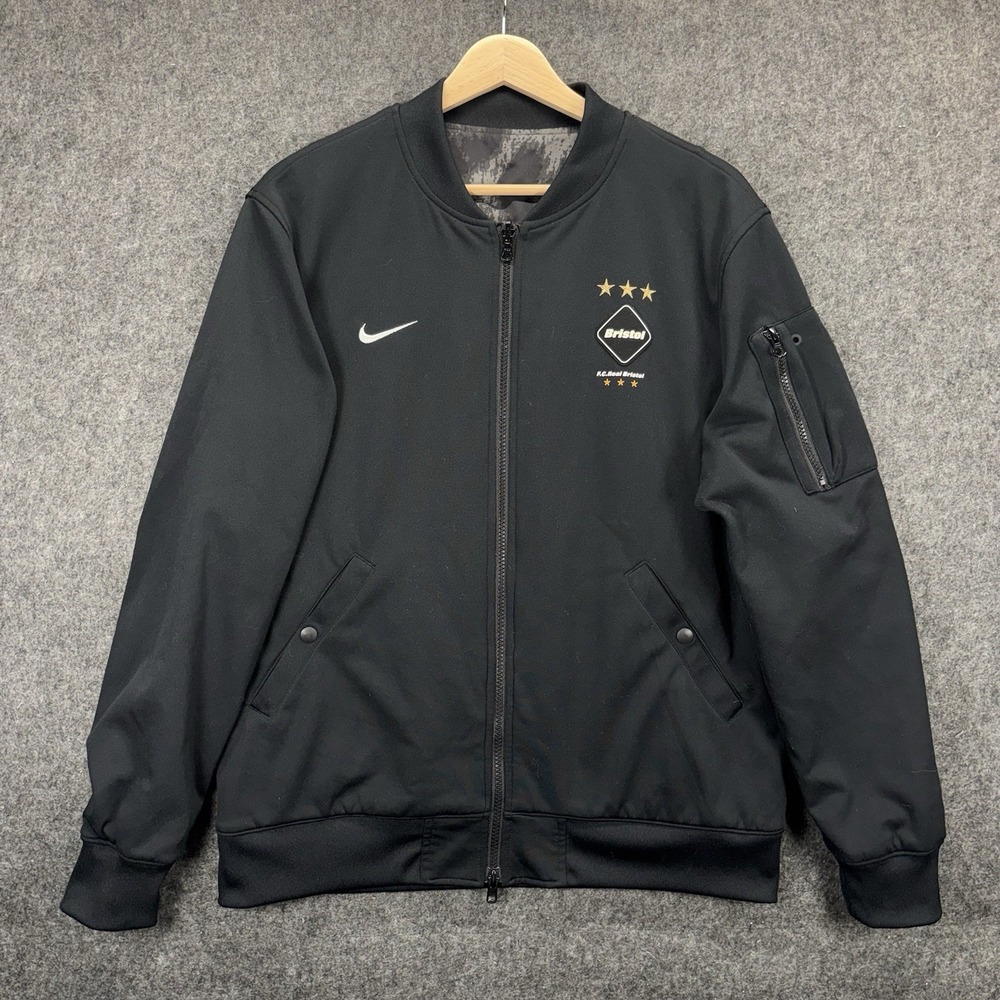 Nike F.C. Bristol Reversible Jacket Men Large Full Zip Black Streetwear Pockets